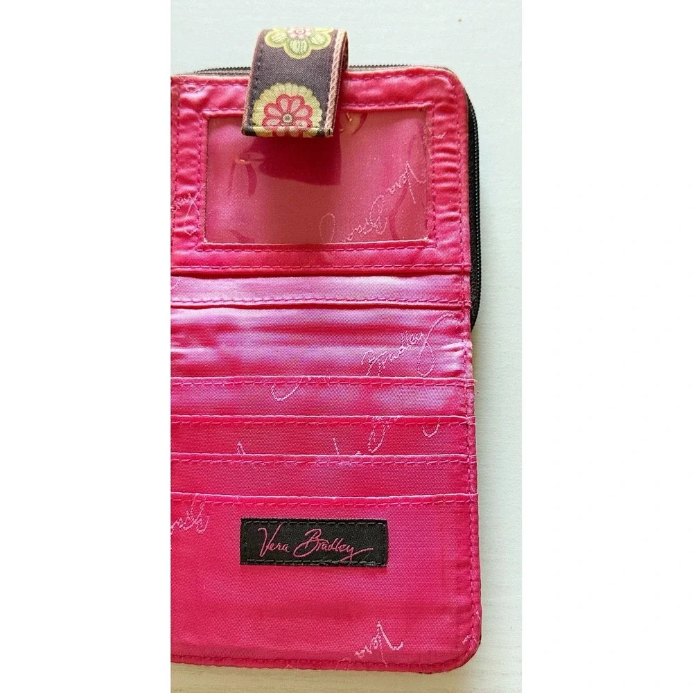 Vintage 2007 Retired Mod Floral Pink Pattern Vera Bradley Mini Zip Wallet - Picture 3 of 5